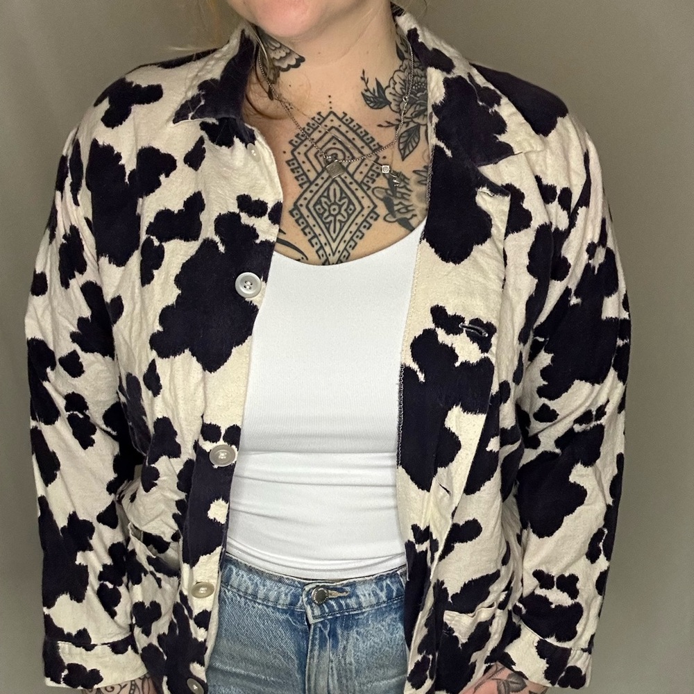 Black and White Cow Print button up